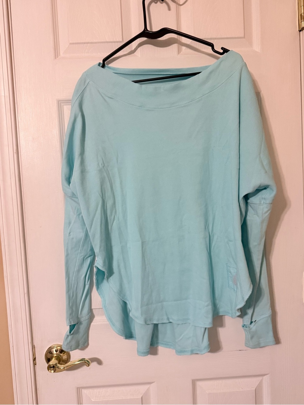 FP Movement by Free People Mint Blue Long Sleeve Boatneck Top